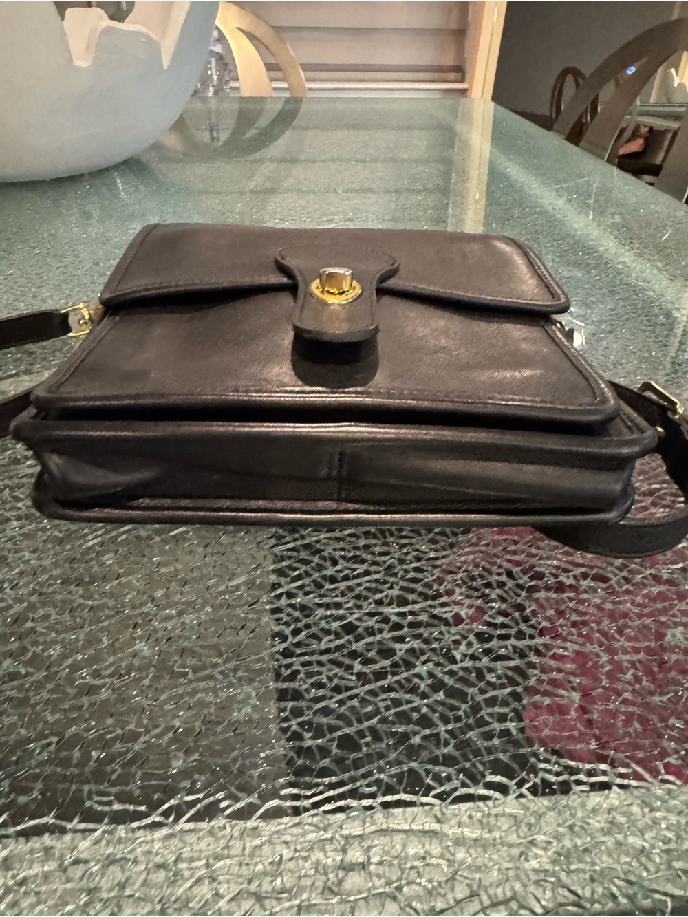 Coach Black Classic Leather crossbody Bag with Gold Hardware Charm - Picture 5 of 9